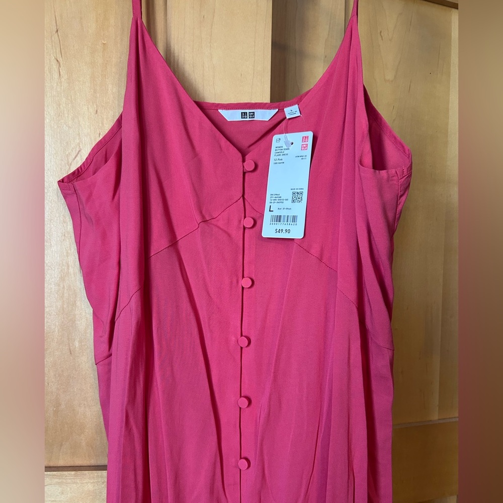 Uniqlo Raspberry Pink Button-Front Slip Dress - Picture 3 of 5